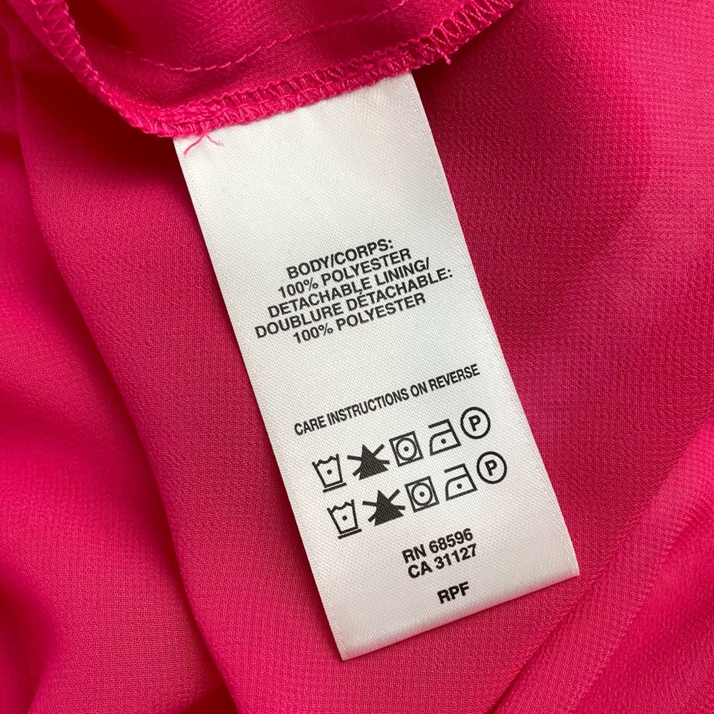 (NWT) DKNYC • Hot Pink/Black Sheer Long Sleeve Button-Down Shirt, L - Picture 15 of 16
